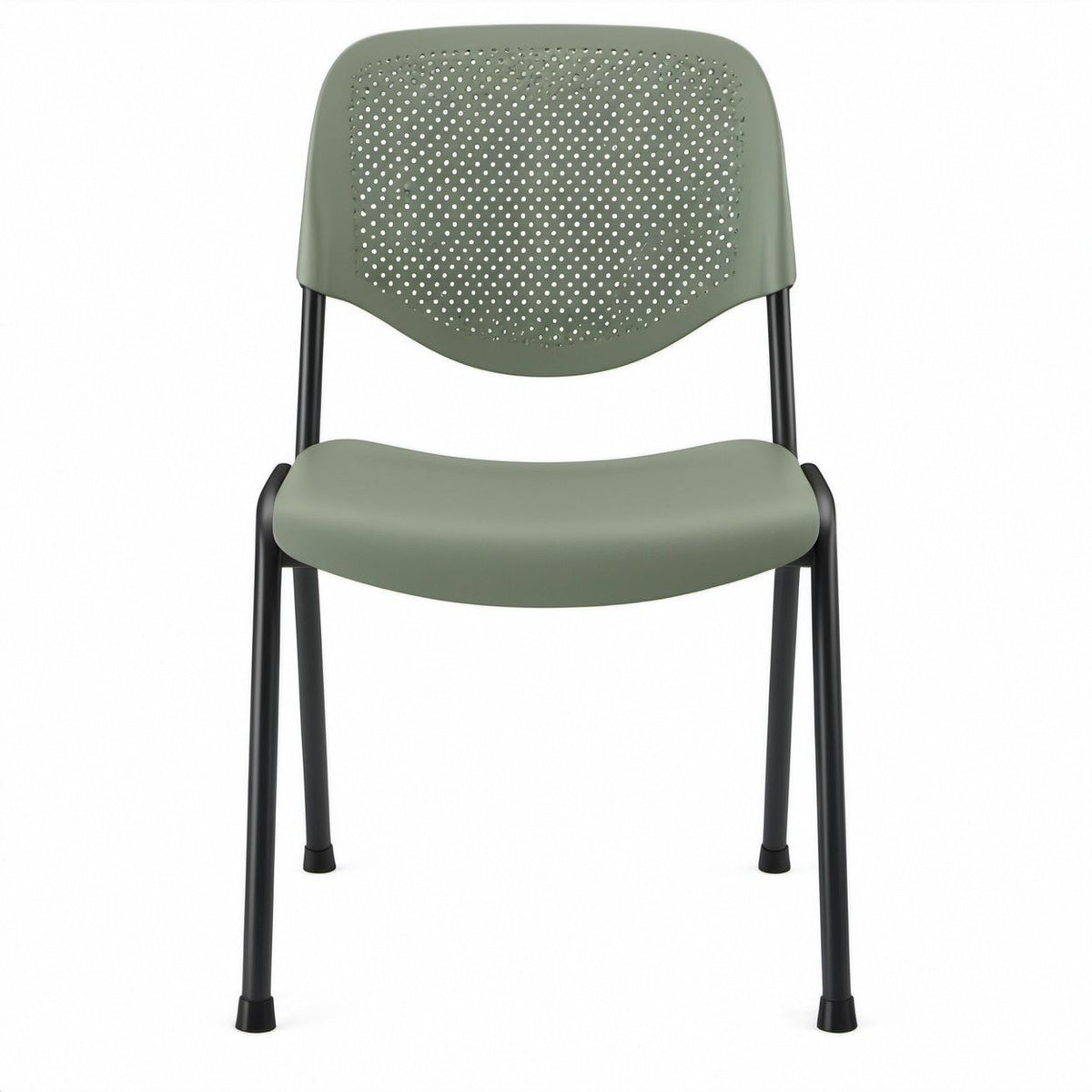 Konferenzstuhl mit gepolsterter Sitzfläche und perforierter Rückenlehne, Olivgrün/Schwarz, 54 x 56 x 82 cm