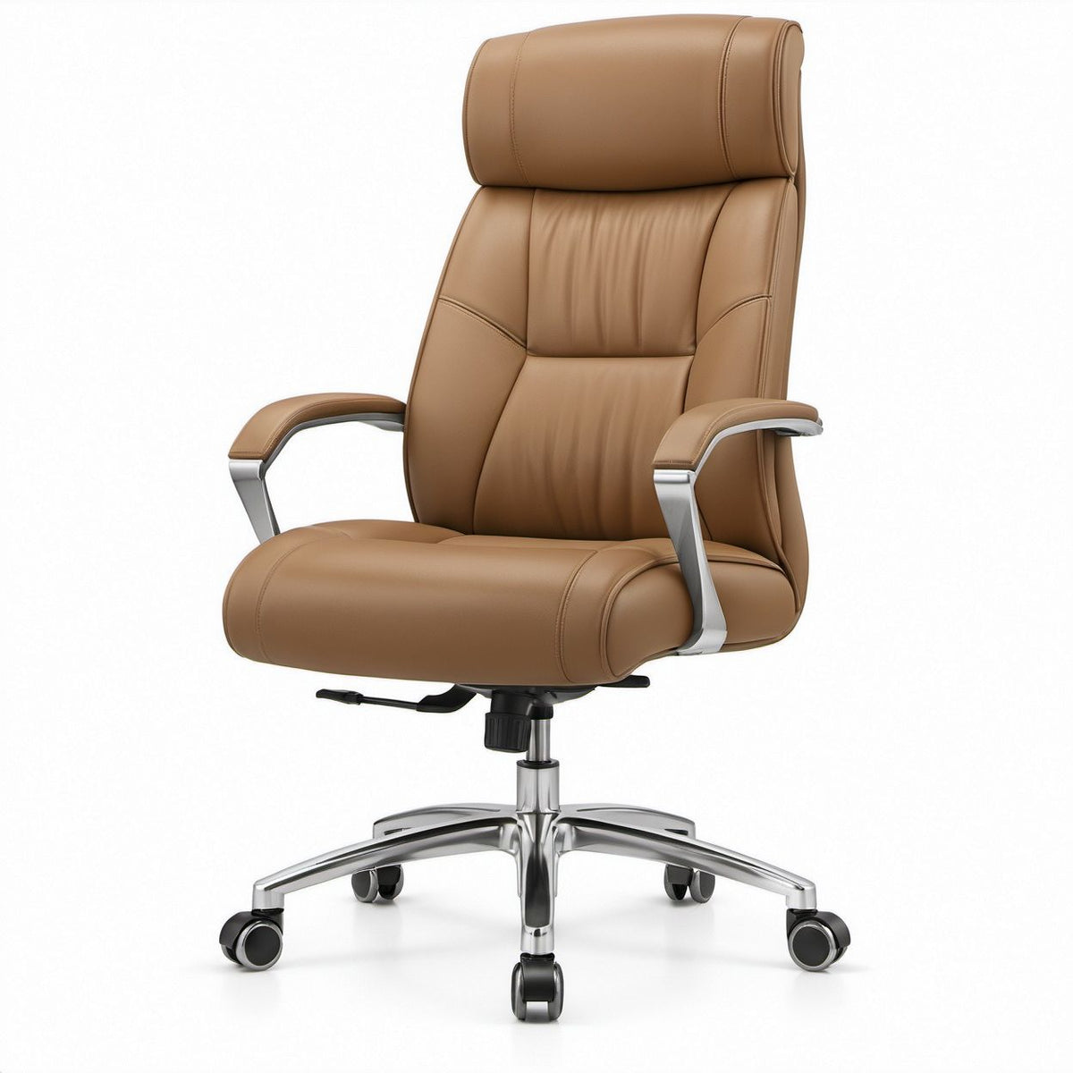 Chefsessel aus PU-Kunstleder, cognacbraun, 70 x 70 x 118–128 cm