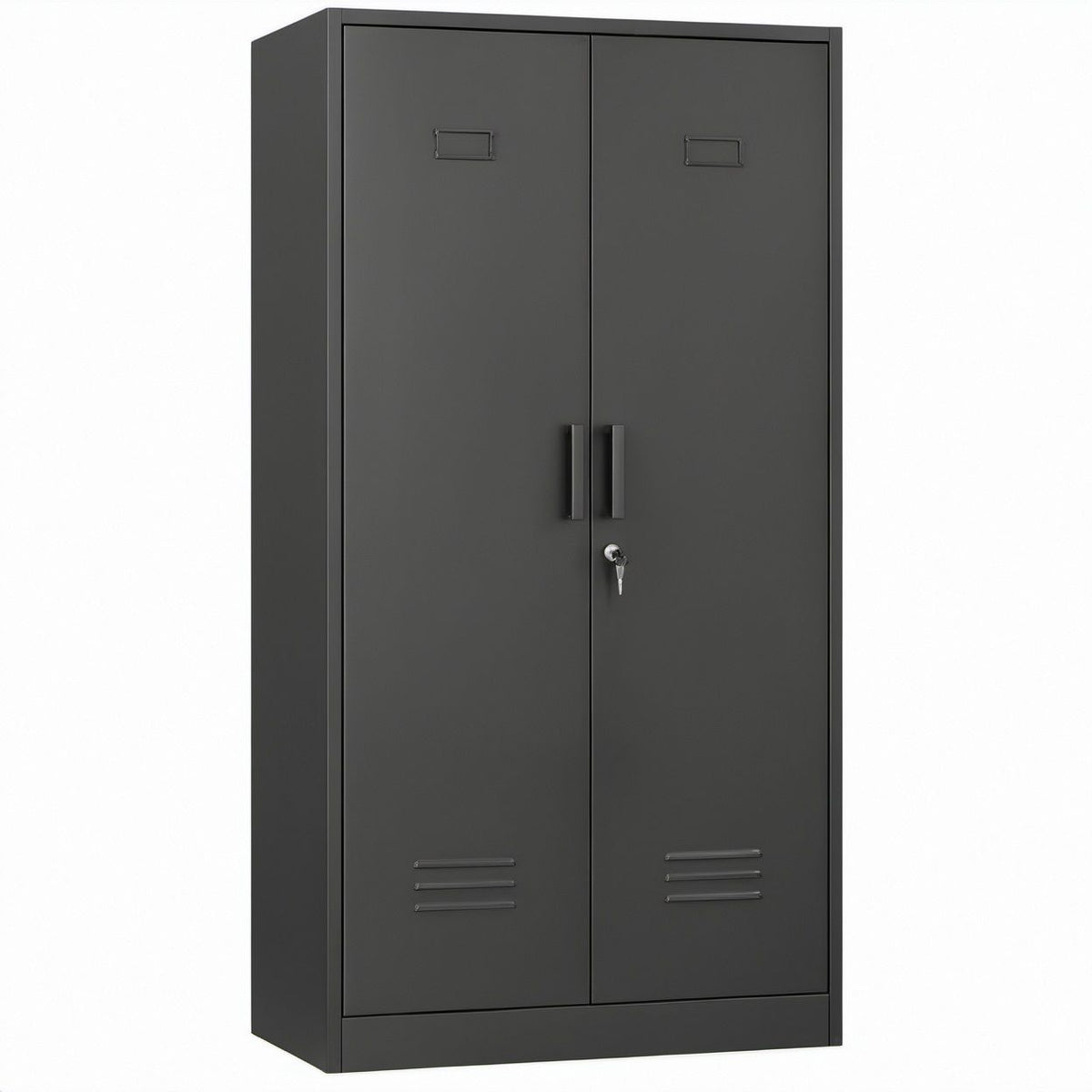 Stahl-Aktenschrank mit 2 abschließbaren Drehtüren, Schwarz, 180 x 80 x 40 cm