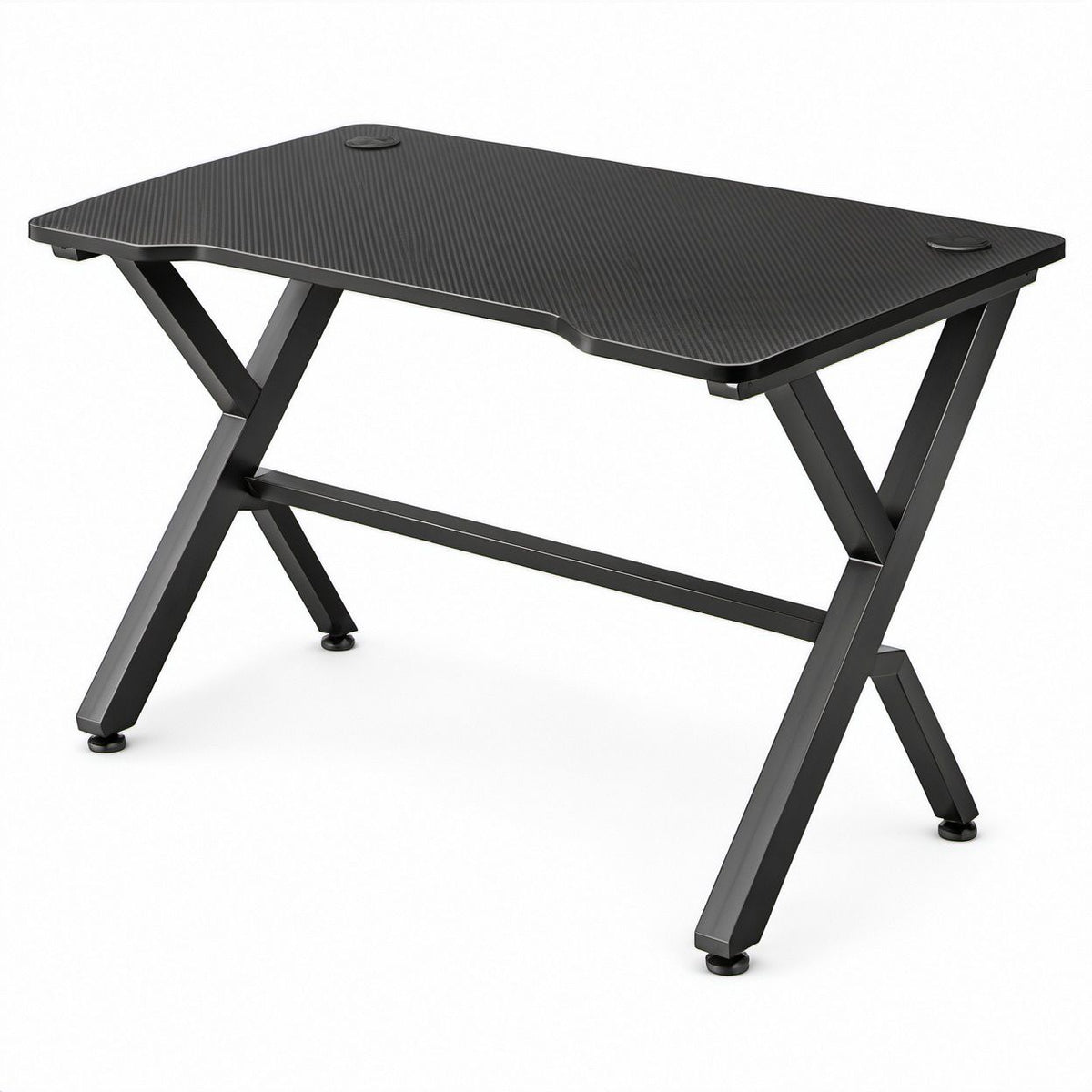 Gaming-Schreibtisch in Schwarz mit Carbonfaseroptik, Stahlgestell, 120 x 60 x 75 cm