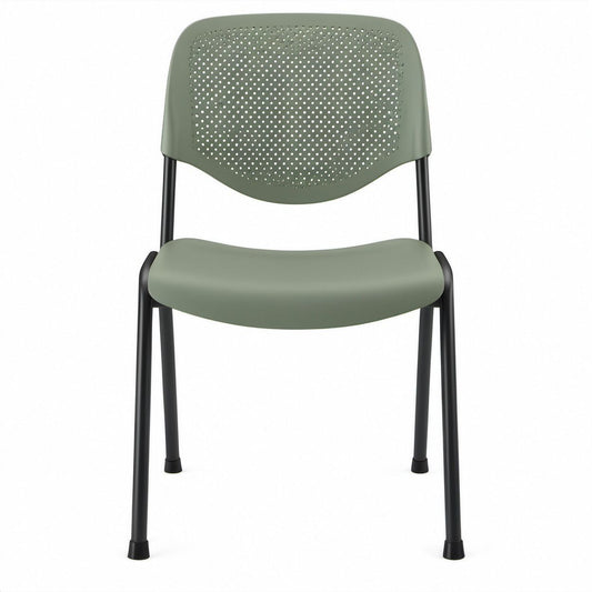 Konferenzstuhl mit gepolsterter Sitzfläche und perforierter Rückenlehne, Olivgrün/Schwarz, 54 x 56 x 82 cm