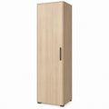 1-türiger Kleiderschrank in heller Eichenoptik mit schwarzem Griff, 50 x 60 x 180 cm