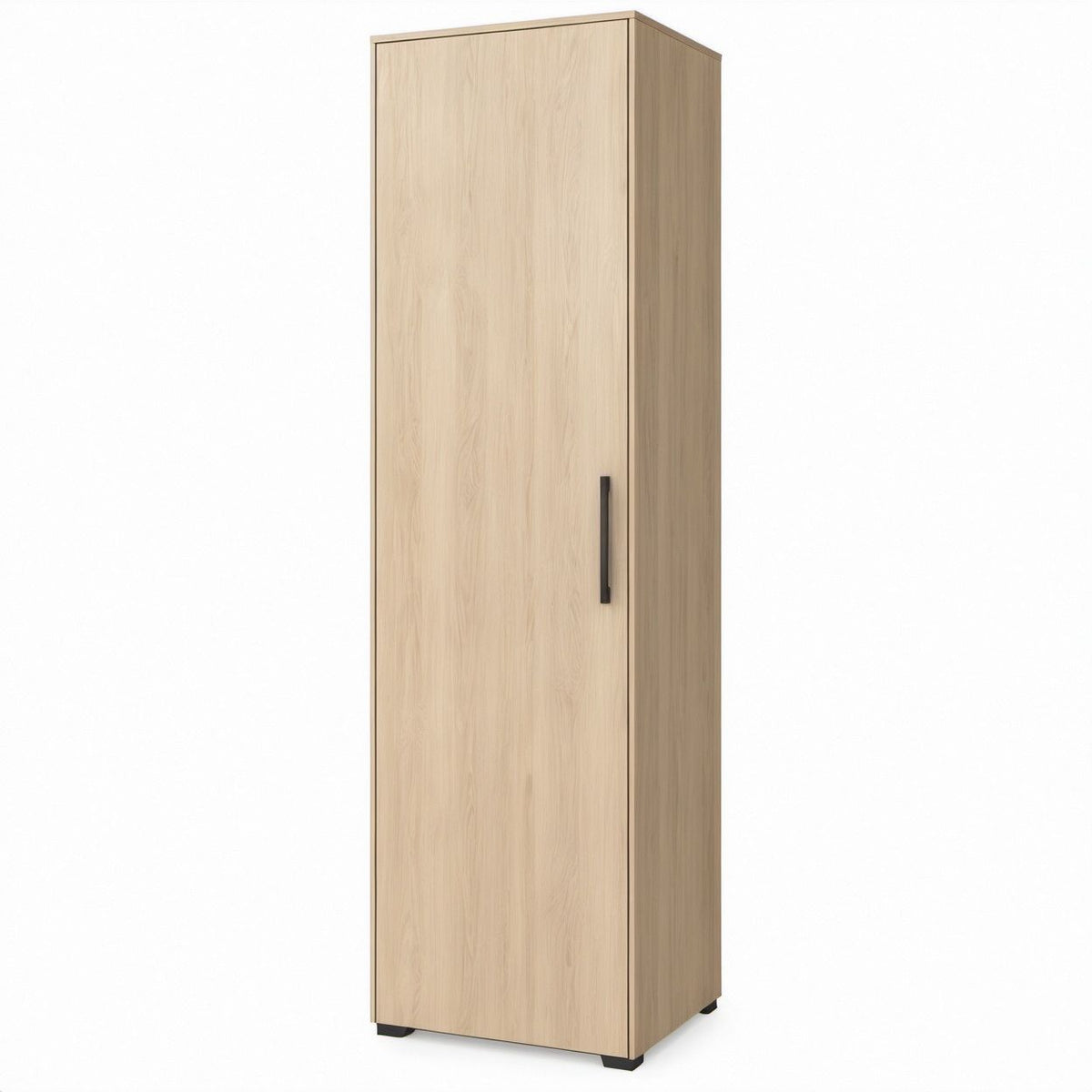 1-türiger Kleiderschrank in heller Eichenoptik mit schwarzem Griff, 50 x 60 x 180 cm