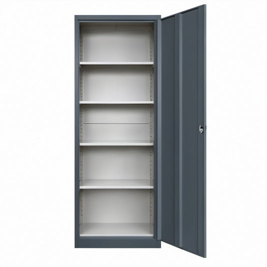 Stahlschrank in Anthrazit/Hellgrau, 80 x 40 x 180 cm, mit Drehtür und 4 verstellbaren Einlegeböden