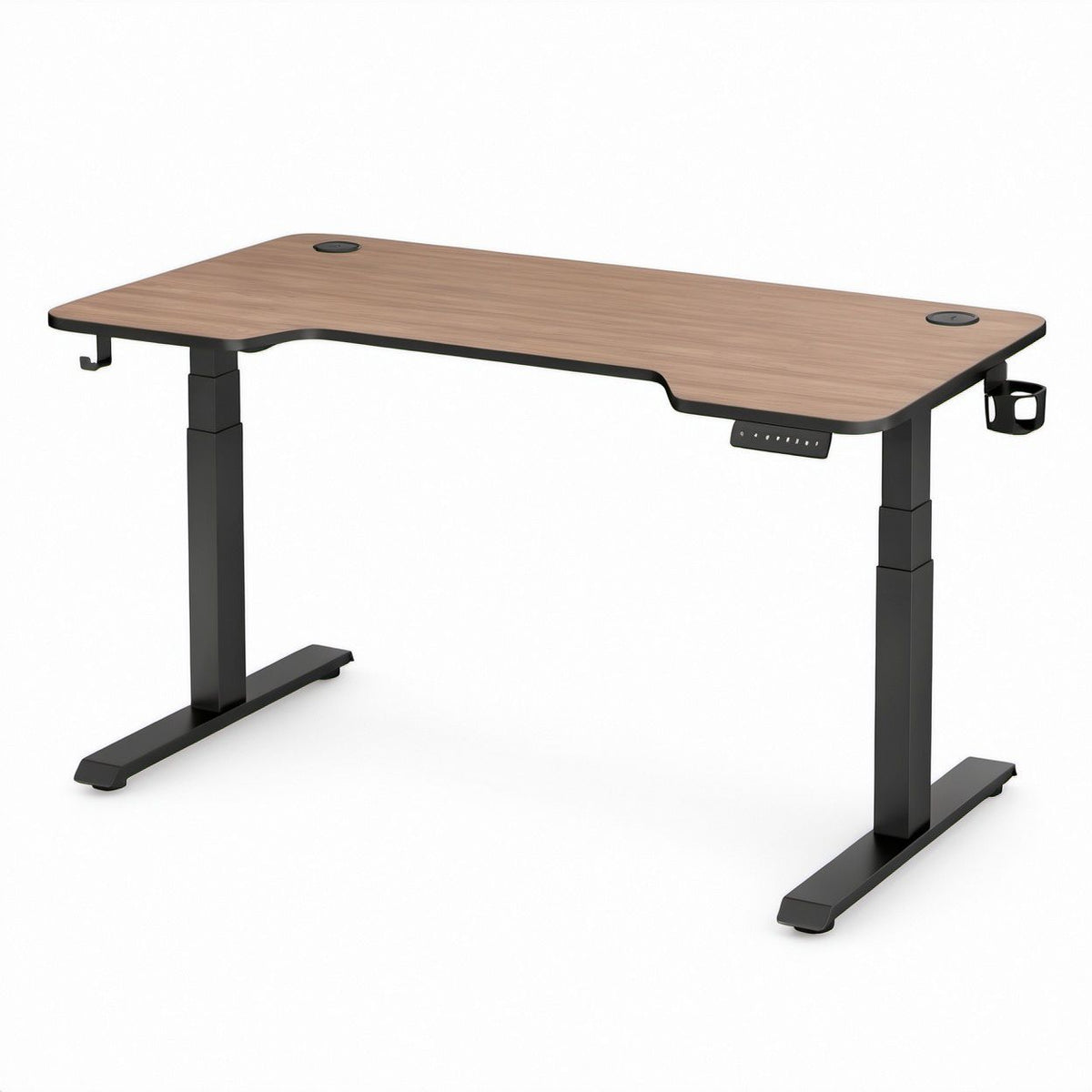 Elektrisch höhenverstellbarer Schreibtisch in Eichenoptik und Schwarz, 140 x 60 cm
